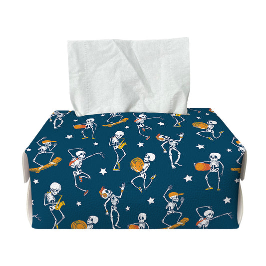 Funny Skeleton Party Pattern Print Rectangle Tissue Box Cover