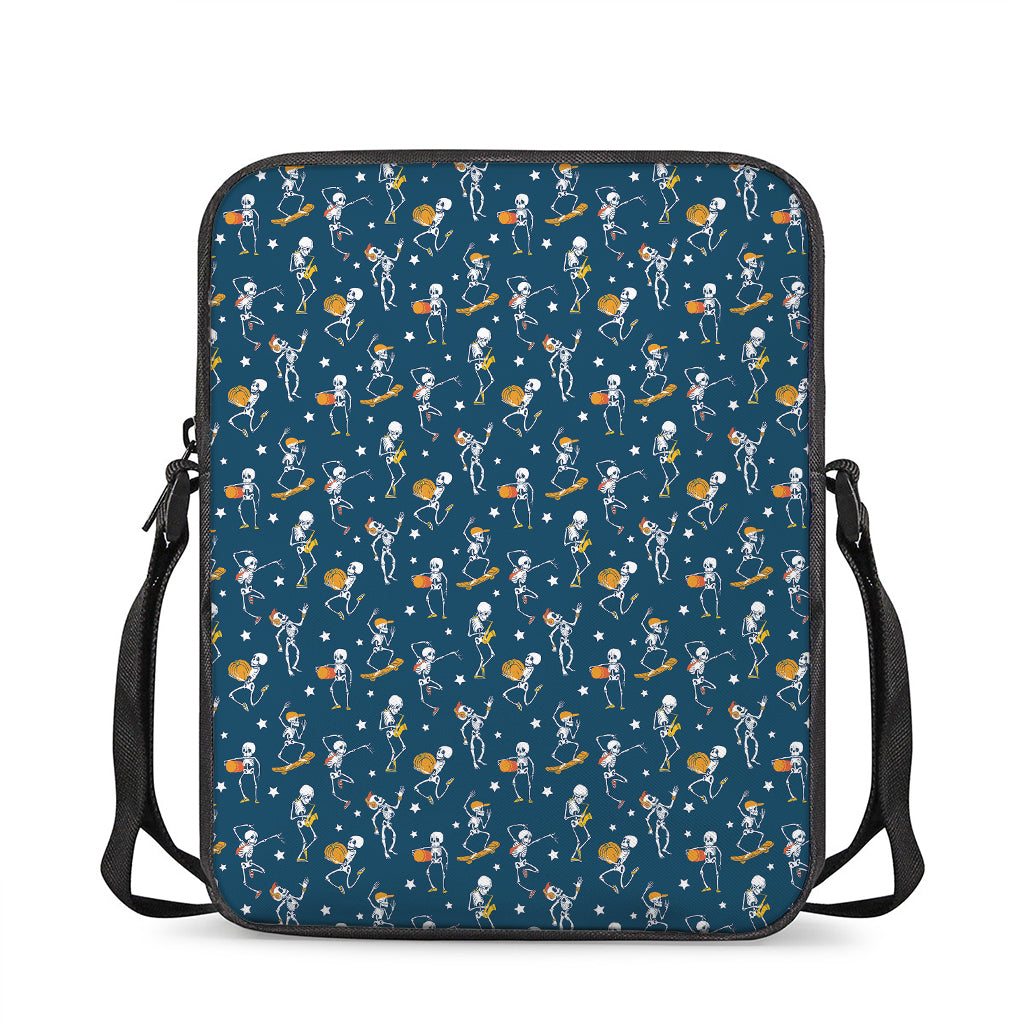 Funny Skeleton Party Pattern Print Rectangular Crossbody Bag