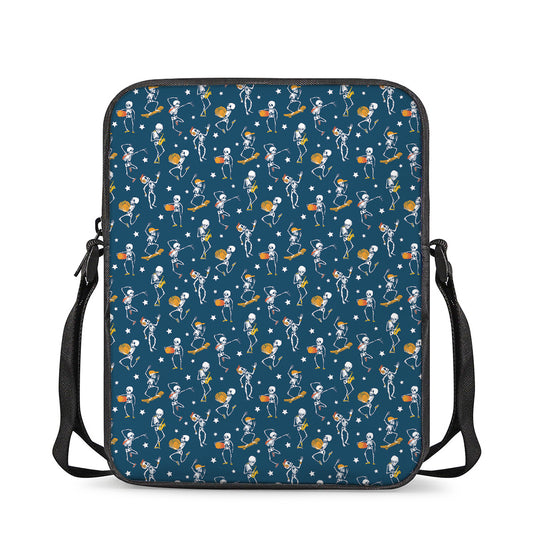 Funny Skeleton Party Pattern Print Rectangular Crossbody Bag