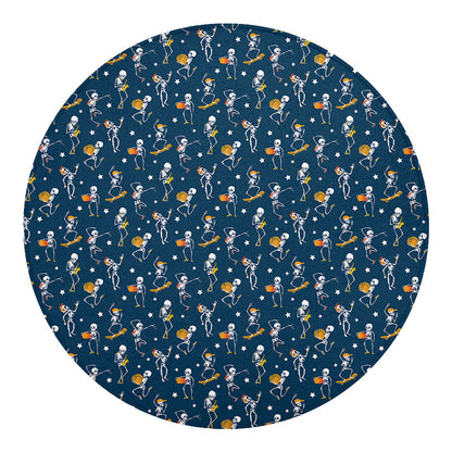 Funny Skeleton Party Pattern Print Round Blanket