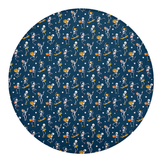 Funny Skeleton Party Pattern Print Round Blanket
