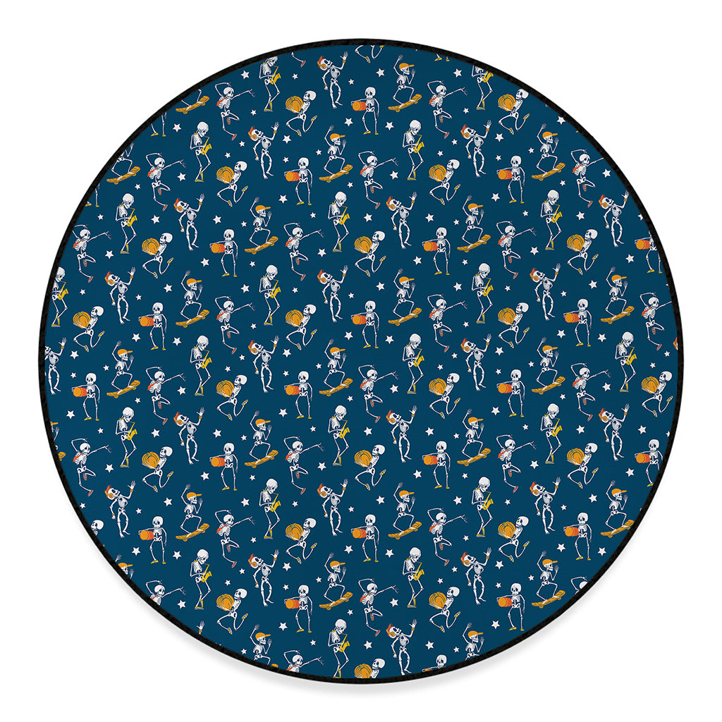 Funny Skeleton Party Pattern Print Round Floor Mat