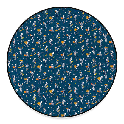 Funny Skeleton Party Pattern Print Round Floor Mat