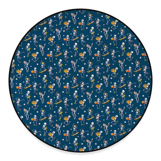 Funny Skeleton Party Pattern Print Round Floor Mat