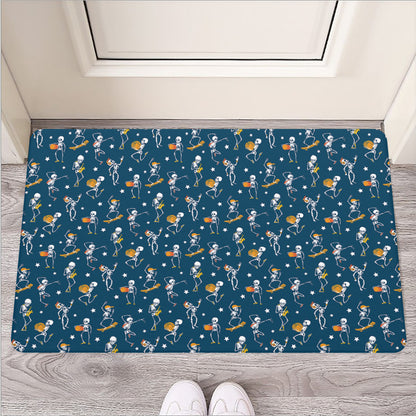 Funny Skeleton Party Pattern Print Rubber Doormat