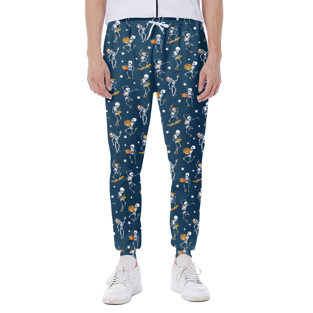 Funny Skeleton Party Pattern Print Scuba Joggers