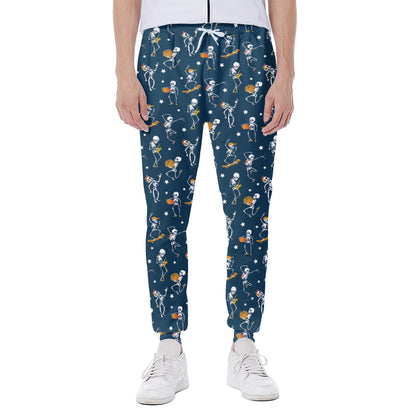 Funny Skeleton Party Pattern Print Scuba Joggers