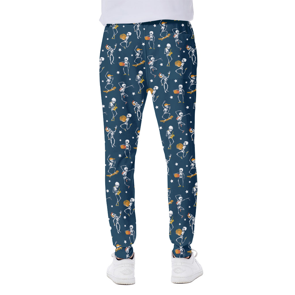 Funny Skeleton Party Pattern Print Scuba Joggers