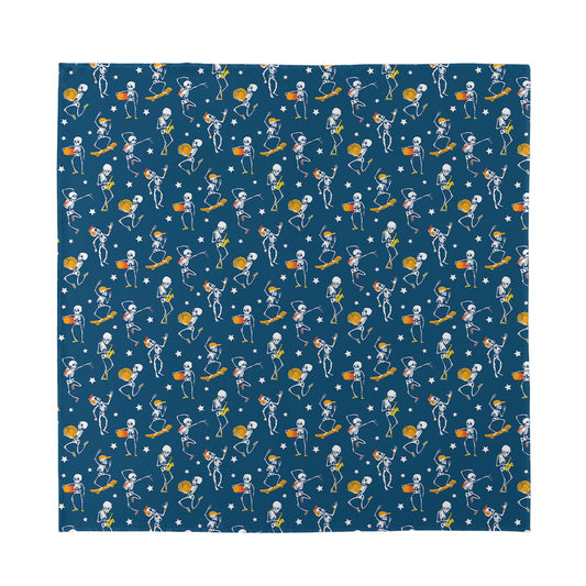 Funny Skeleton Party Pattern Print Silk Bandana