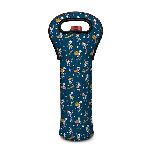 Funny Skeleton Party Pattern Print Single Neoprene Wine Tote