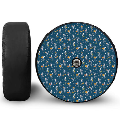 Funny Skeleton Party Pattern Print Tire Cover With Camera Hole