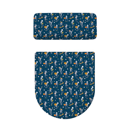 Funny Skeleton Party Pattern Print Toilet Lid And Tank Cover Set