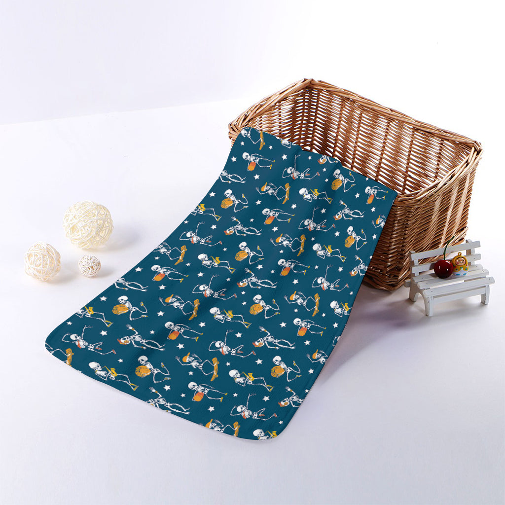 Funny Skeleton Party Pattern Print Towel