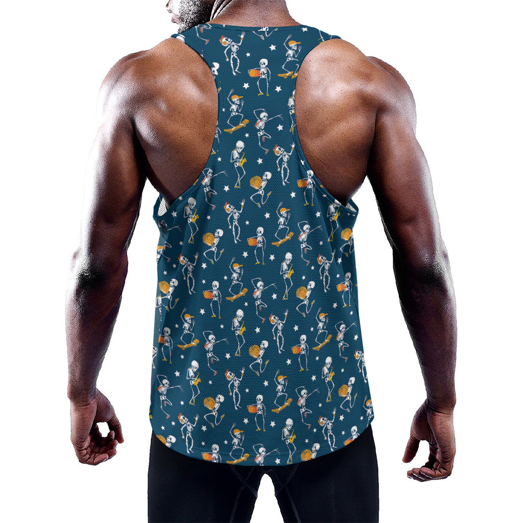 Funny Skeleton Party Pattern Print Training Tank Top
