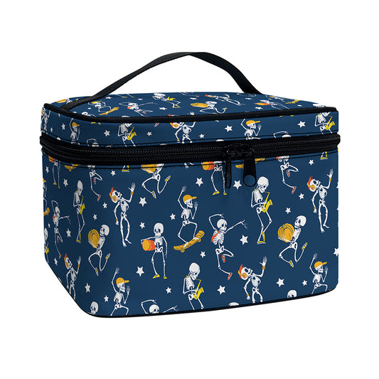 Funny Skeleton Party Pattern Print Travel Makeup Bag