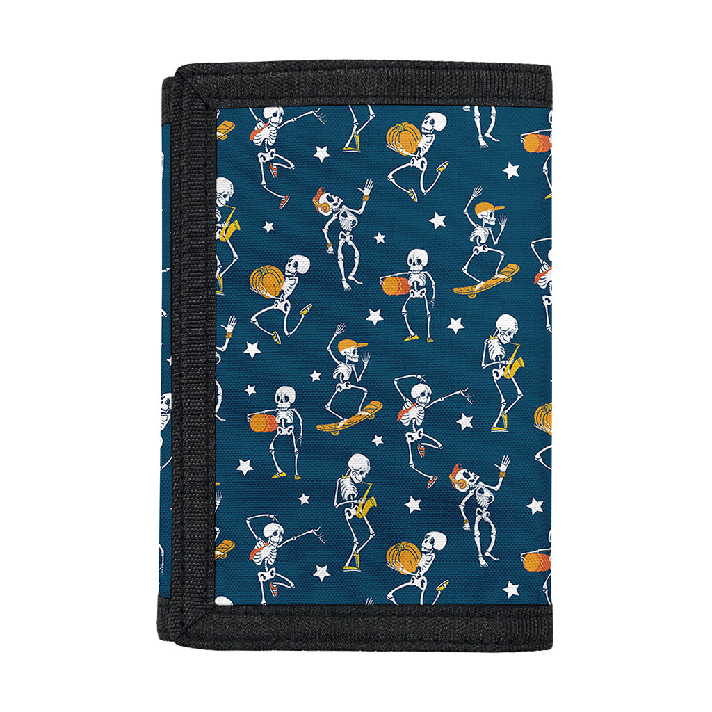 Funny Skeleton Party Pattern Print Trifold Wallet