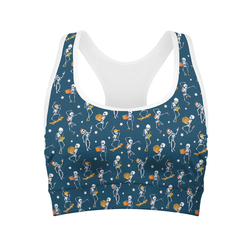 Funny Skeleton Party Pattern Print Women's Sports Bra
