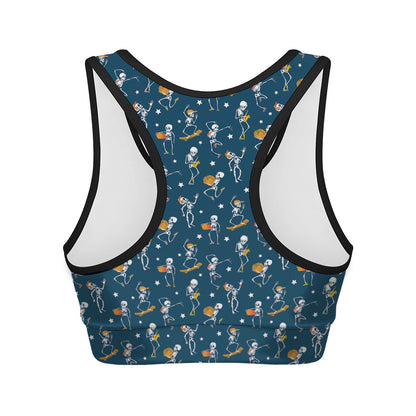 Funny Skeleton Party Pattern Print Women's Sports Bra