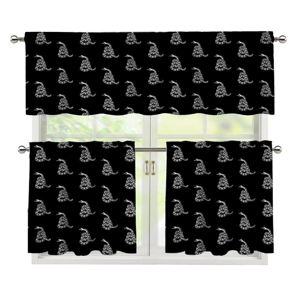 Gadsden Flag Pattern Print 3 Piece Kitchen Curtains