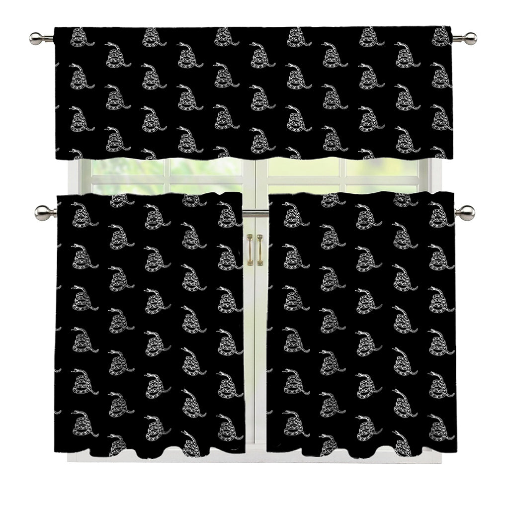 Gadsden Flag Pattern Print 3 Piece Kitchen Curtains