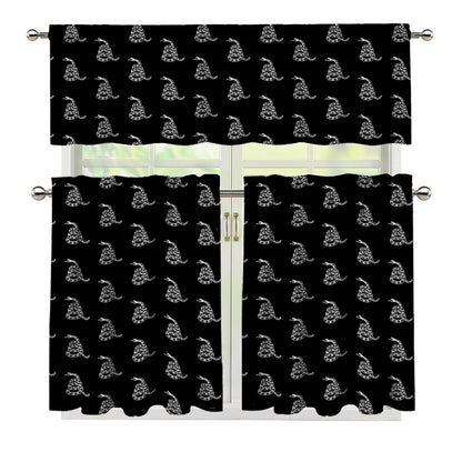 Gadsden Flag Pattern Print 3 Piece Kitchen Curtains