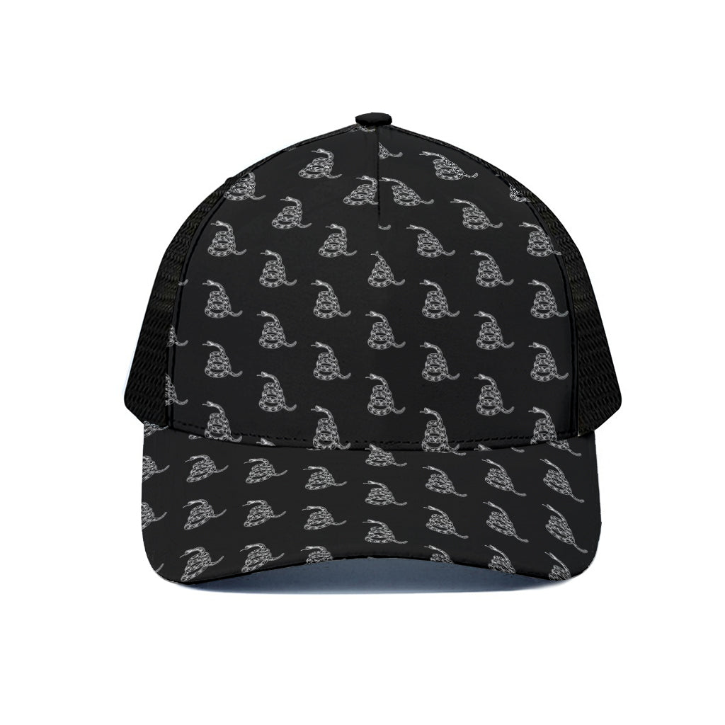 Gadsden Flag Pattern Print Black Mesh Trucker Cap