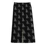 Gadsden Flag Pattern Print Cotton Front Slit Maxi Skirt
