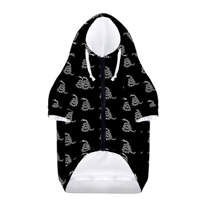 Gadsden Flag Pattern Print Dog Zip Up Hoodie