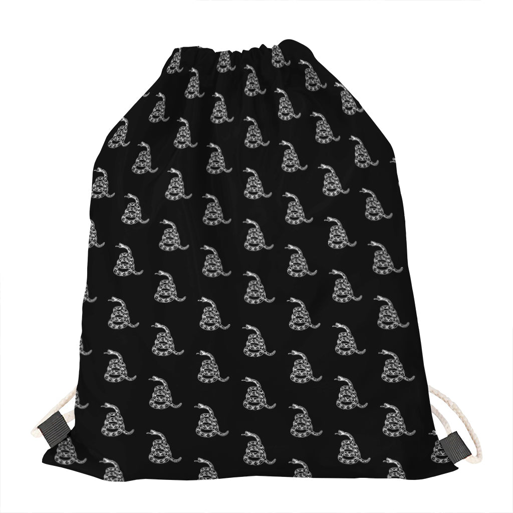 Gadsden Flag Pattern Print Drawstring Bag