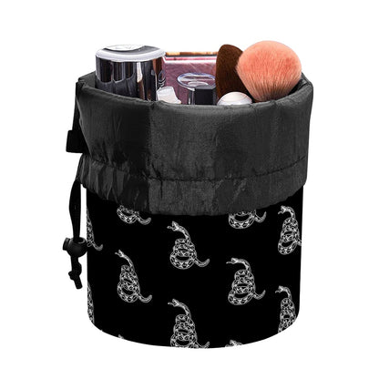 Gadsden Flag Pattern Print Drawstring Makeup Bag