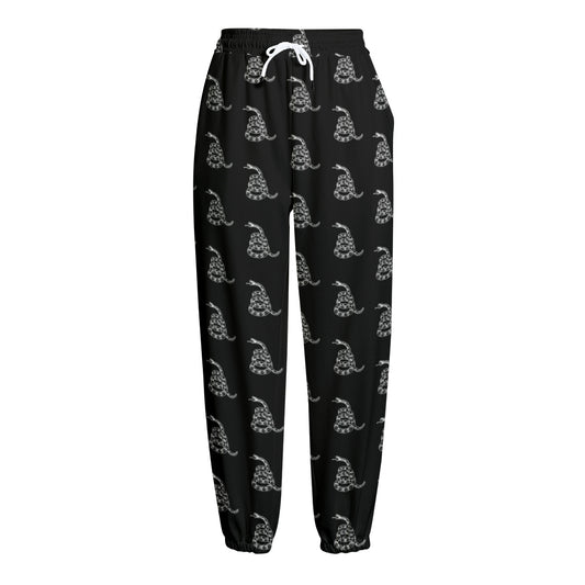 Gadsden Flag Pattern Print Fleece Lined Knit Pants