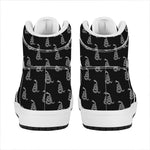 Gadsden Flag Pattern Print High Top Leather Sneakers