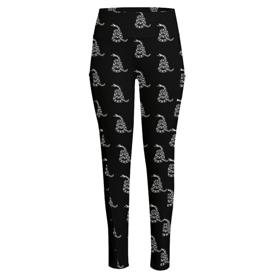 Gadsden Flag Pattern Print High-Waisted Pocket Leggings