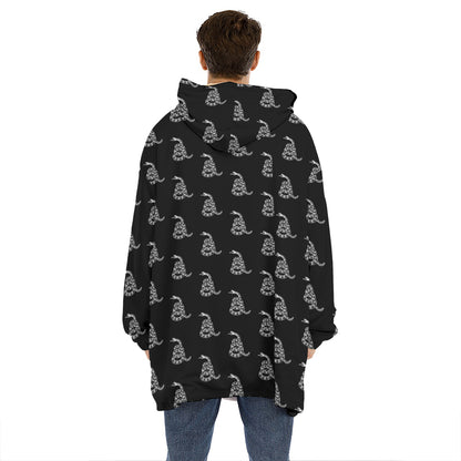 Gadsden Flag Pattern Print Hoodie Blanket