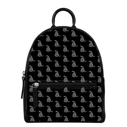 Gadsden Flag Pattern Print Leather Backpack