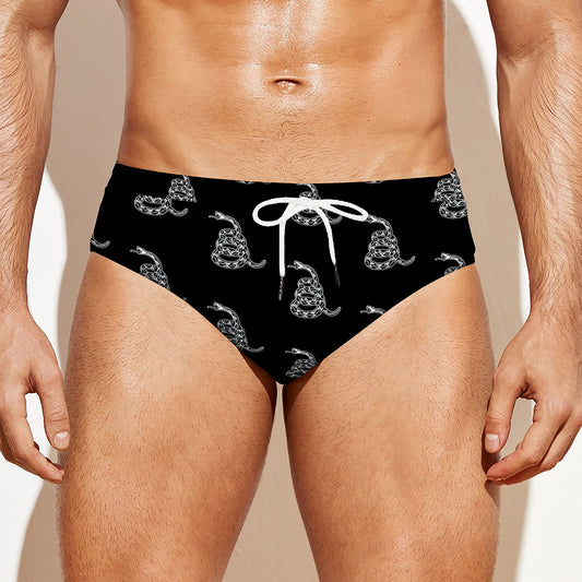 Gadsden Flag Pattern Print Men's Swim Briefs