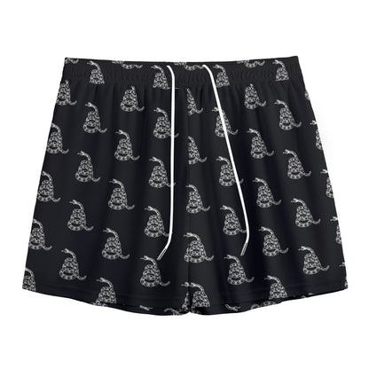 Gadsden Flag Pattern Print Mesh Shorts