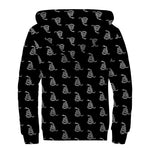 Gadsden Flag Pattern Print Sherpa Lined Zip Up Hoodie