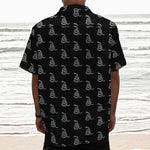 Gadsden Flag Pattern Print Textured Short Sleeve Shirt