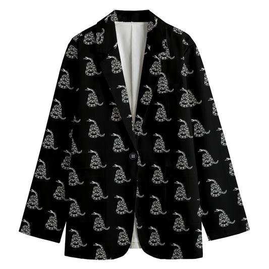 Gadsden Flag Pattern Print Women's Cotton Blazer