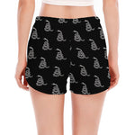 Gadsden Flag Pattern Print Women's Split Running Shorts