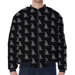 Gadsden Flag Pattern Print Zip Sleeve Bomber Jacket