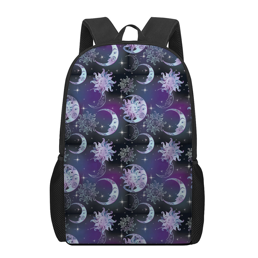 Galaxy Celestial Sun And Moon Print 17 Inch Backpack