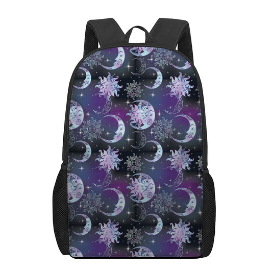Galaxy Celestial Sun And Moon Print 17 Inch Backpack