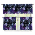 Galaxy Celestial Sun And Moon Print 3 Piece Kitchen Curtains