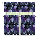 Galaxy Celestial Sun And Moon Print 3 Piece Kitchen Curtains