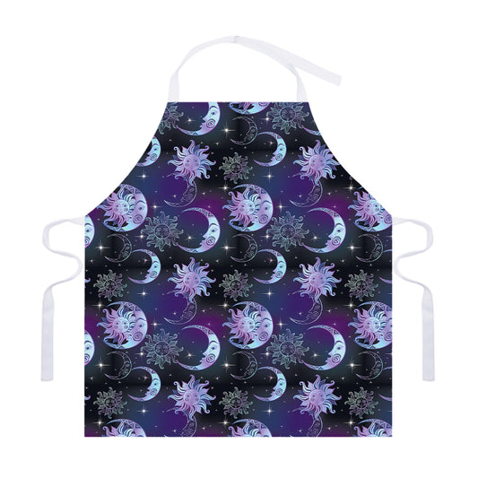 Galaxy Celestial Sun And Moon Print Adjustable Apron