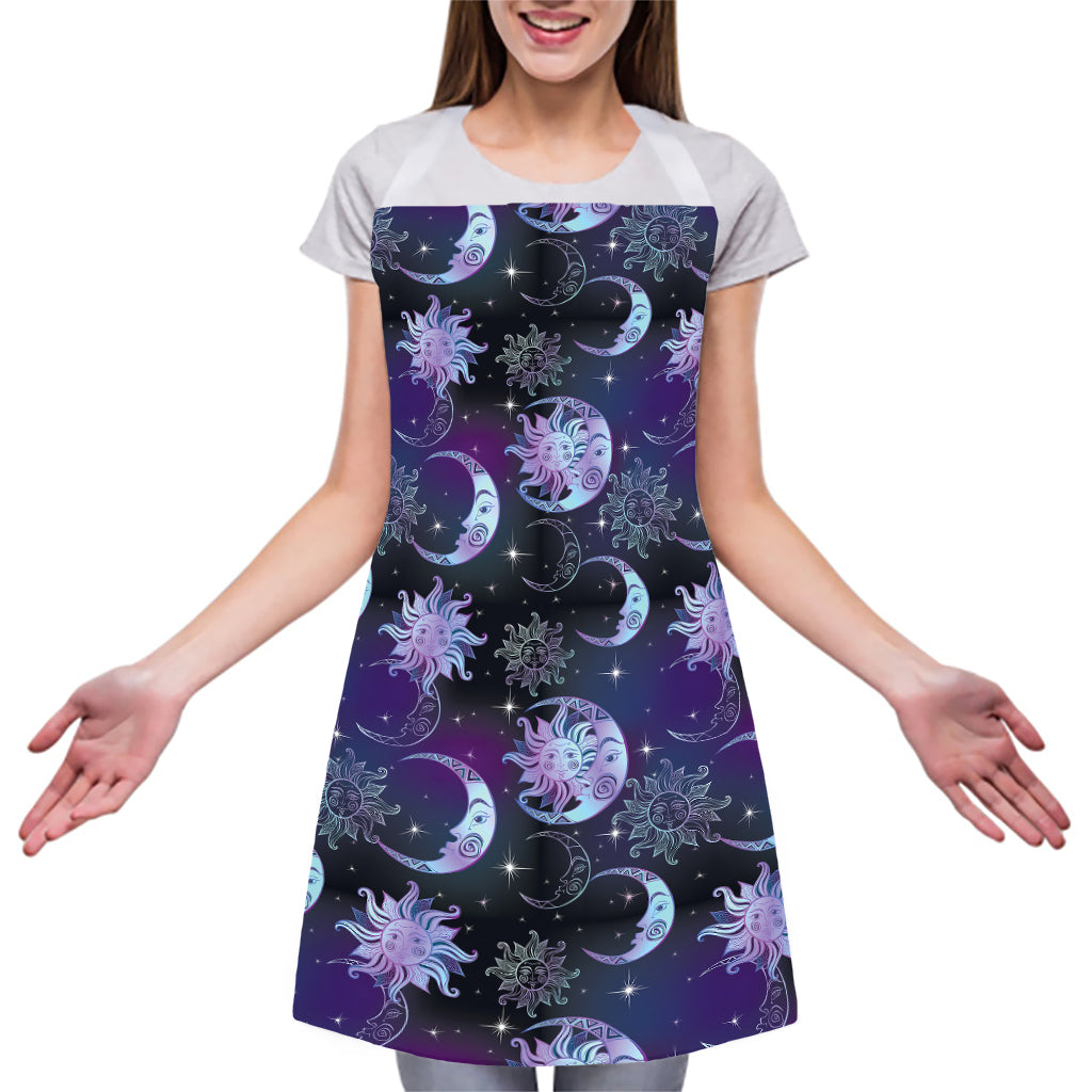 Galaxy Celestial Sun And Moon Print Adjustable Apron