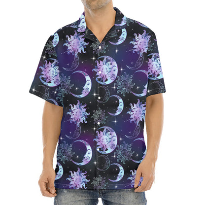 Galaxy Celestial Sun And Moon Print Aloha Shirt