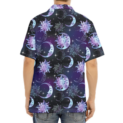 Galaxy Celestial Sun And Moon Print Aloha Shirt